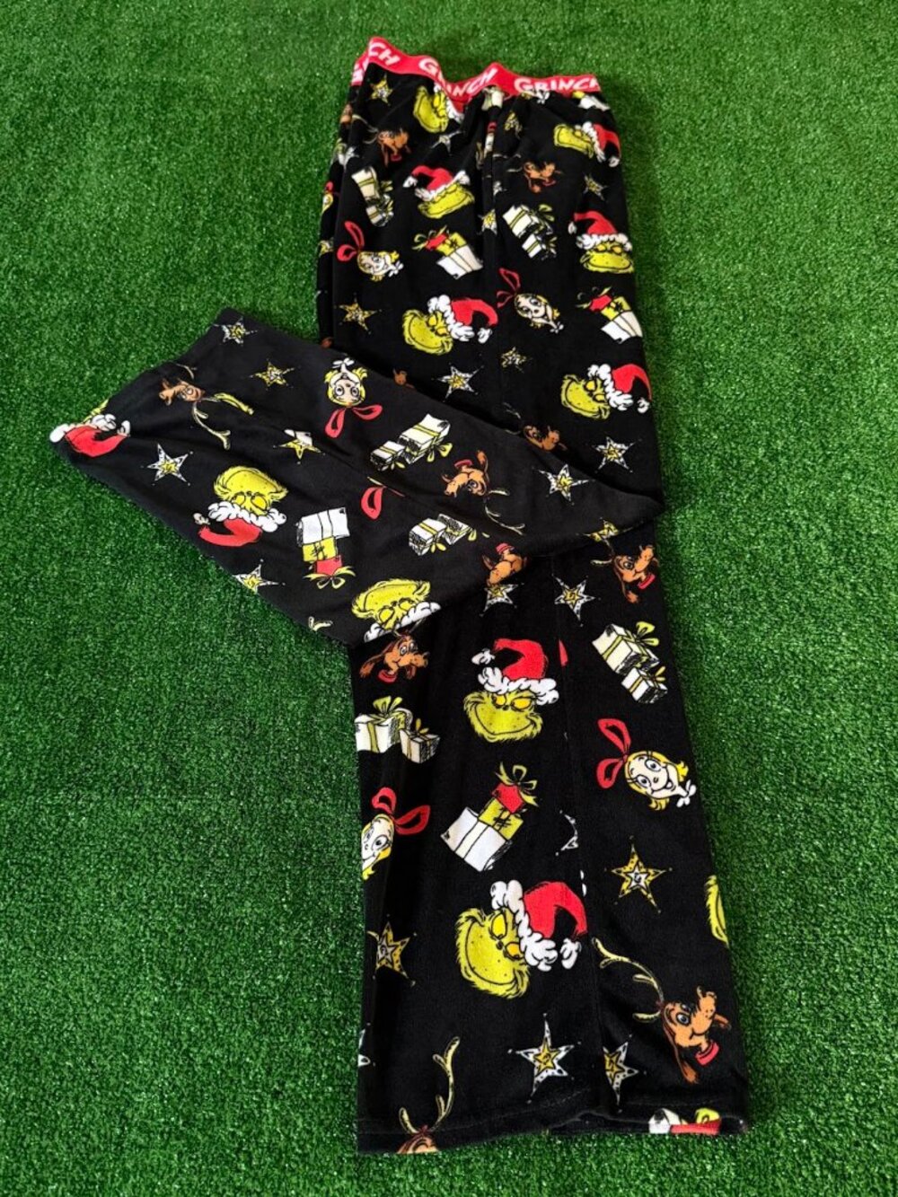 Dr. Seuss Women's The Grinch Print Velour Pajama Loungewear Sleep Pants Size XS